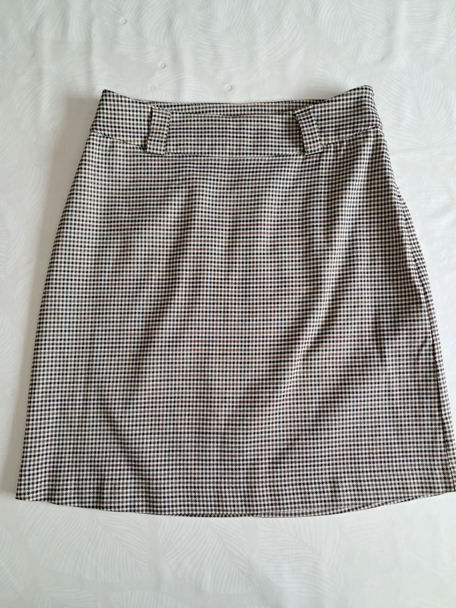 ICHI straight skirt size 34 houndstooth prince-of-wales beige black – photo 2